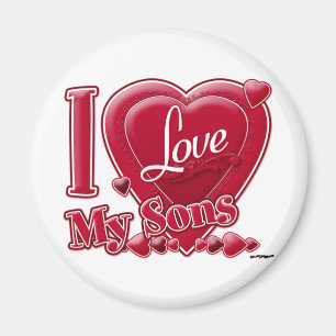 Aimant I Love My Sons rouge - coeur