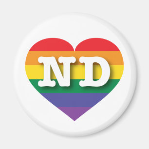 Aimant I Love North Dakota Rainbow Heart