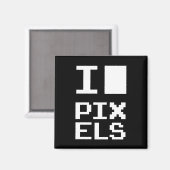 Aimant I Love Pixels, geek design, pixel art (Recto/Verso)