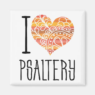 Aimant I Love Psaltery Orange Mandala Heart