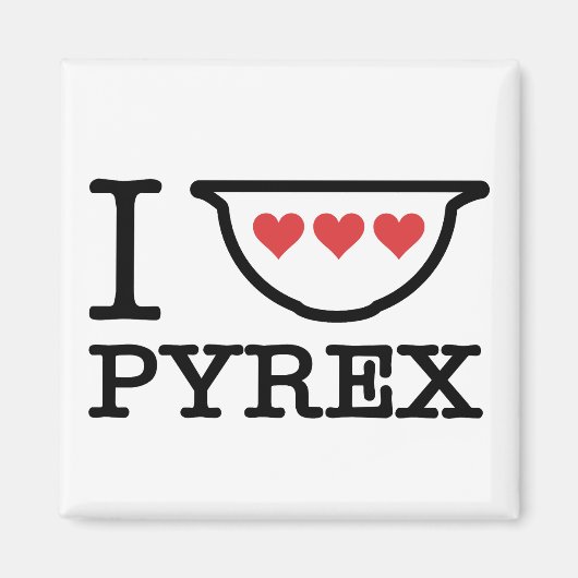 Aimant I Love Pyrex - Mélange Bowl avec Coeurs (Noir) (Devant)