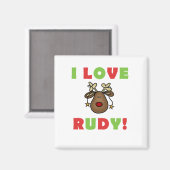 Aimant I Love Rudy Tshirts et cadeaux (Recto/Verso)