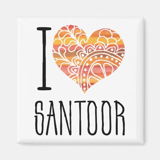Aimant I Love Santoor Orange Mandala Heart (Devant)