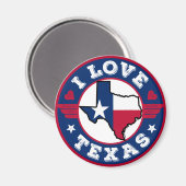 Aimant I Love Texas State Map and Flag (Recto/Verso)