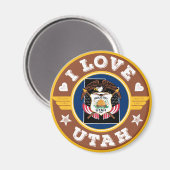 Aimant I Love Utah State Flag and Map (Recto/Verso)