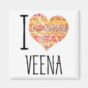 Aimant I Love Veena Orange Mandala Heart