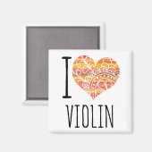 Aimant I Love Violon Orange Mandala Heart (Recto/Verso)