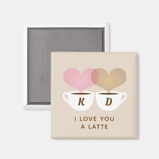 Aimant I Love You A Latte Custom Monogram (Recto/Verso)