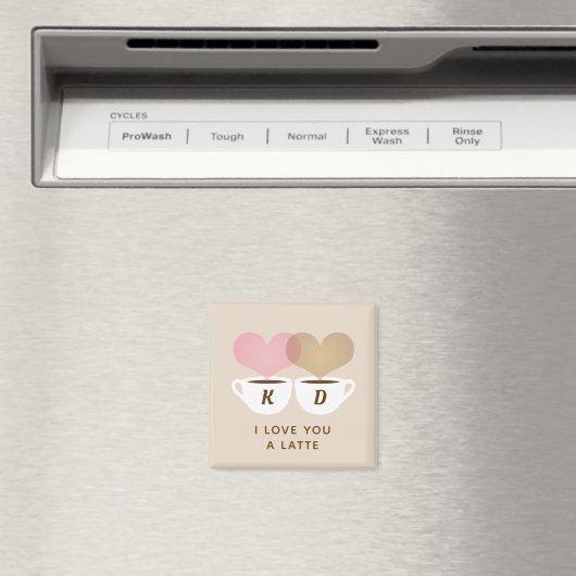 Aimant I Love You A Latte Custom Monogram (In Situ (Lave-vaisselle))