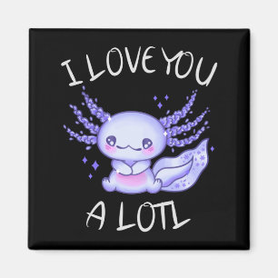 Aimant I love you a lotl Axolotl in love Faux Canvas Prin
