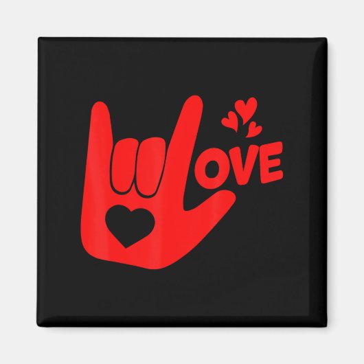 Aimant I Love You Hand Sign Asl Valentine Day Funny Wome (Devant)