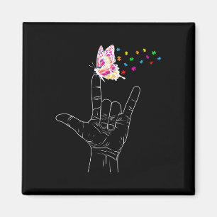 Aimant I Love You Main Sign Language Butterfly Autism Awa