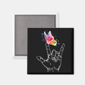 Aimant I Love You Main Sign Language Butterfly Autism Awa (Recto/Verso)