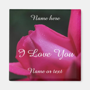 Aimant I Love You Red Rosebud Flower Personnalisé