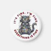 Aimant I’m Fine Everything Is Fine Funny Christmas Cat (Devant)