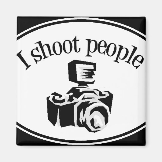 Aimant I Shoot People Retro Photographer's Camera B&W (Devant)