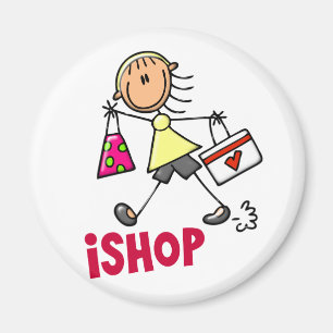 Aimant I SHOP Stick Figure T-Shirts et cadeaux