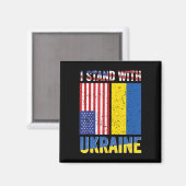 Aimant I Stand with Ukraine Support Ukrainian American US (Recto/Verso)