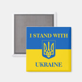 Aimant I Stand With Ukraine. Ukrainian Flag & Trident. (Recto/Verso)