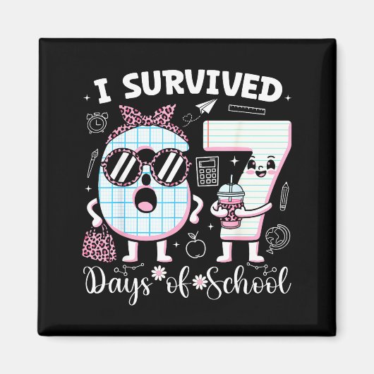 Aimant I Survived 67 Days Of School Teacher Student Leopa (Devant)