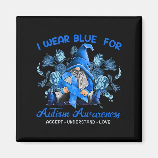 Aimant I Wear Blue for Autism Aware Accept (Devant)