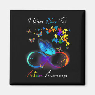 Aimant I Wear Blue For Autism Awareness shirt Puzzle Mom