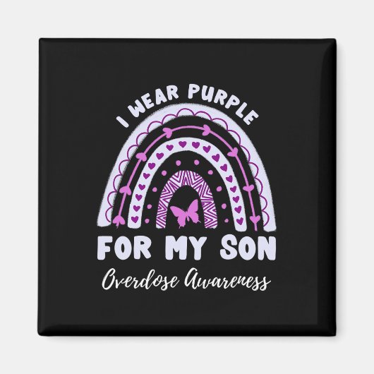 Aimant I Wear Purple For My Son Overdose Awareness Rainbo (Devant)