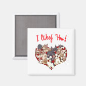 Aimant I Woof You French Bulldog Dog Heart Shape Valentin (Recto/Verso)