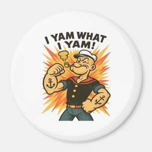 Aimant I Yam What I Yam Popeye Citation de dessin classiq