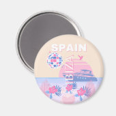 Aimant Ibiza, Espagne, Art Voyage, Art Preppy, Rose, Past (Recto/Verso)