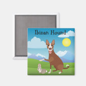Aimant Ibizan Hound Podenco Bunny Love (Recto/Verso)