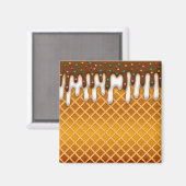 Aimant Ice Cream Drip Gaufle Cone Chocolate And Vanilla (Recto/Verso)