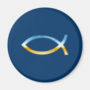Aimant Ichthus - Symbole de poisson chrétien Ciel & Terre