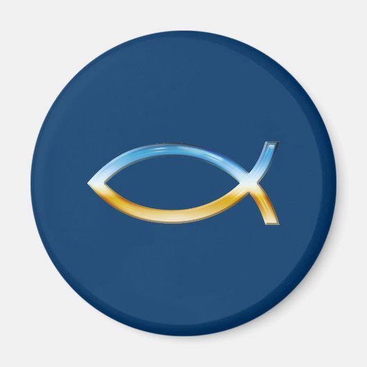Aimant Ichthus - Symbole de poisson chrétien Ciel & Terre (Devant)