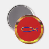 Aimant Ichthys Rouge Or (Recto/Verso)