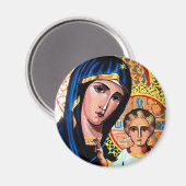 Aimant Icône de la Vierge de Kazan Roumain sur verre Vent (Recto/Verso)