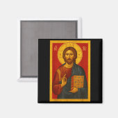 Aimant Icône orthodoxe de Jésus-Christ Pantocrator  (Recto/Verso)