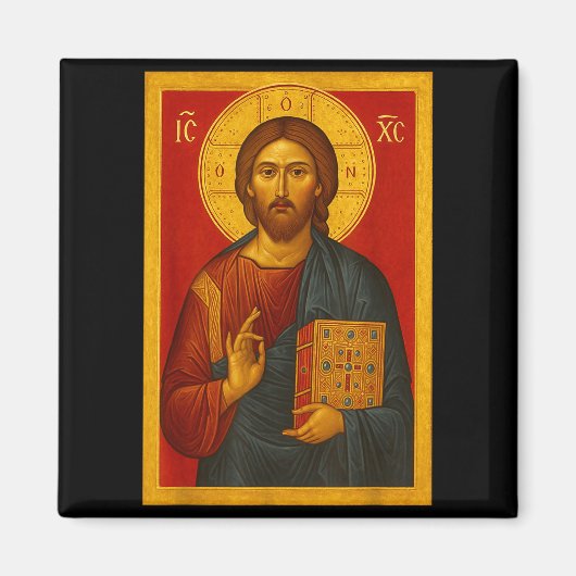 Aimant Icône orthodoxe de Jésus-Christ Pantocrator  (Devant)