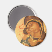 Aimant Icône orthodoxe de Vierge Marie et Bébé Jésus (Recto/Verso)