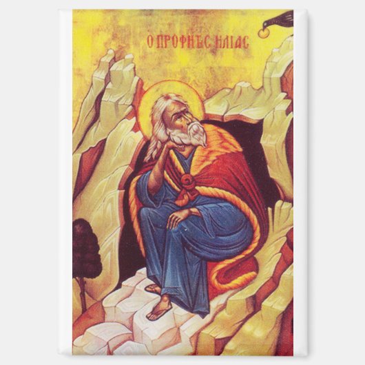 Aimant Icône orthodoxe grecque du prophète Élie (Recto)
