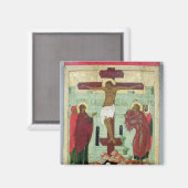 Aimant Icône représentant la Crucifixion avec la Vierge (Recto/Verso)