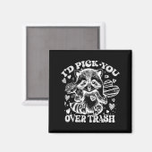 Aimant I'd Ck You Over Trash Funny Raccoon Retro Valentin (Recto/Verso)