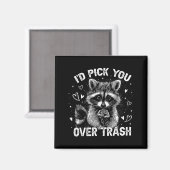 Aimant I'd Ck You Over Trash Funny Raccoon Retro Valentin (Recto/Verso)