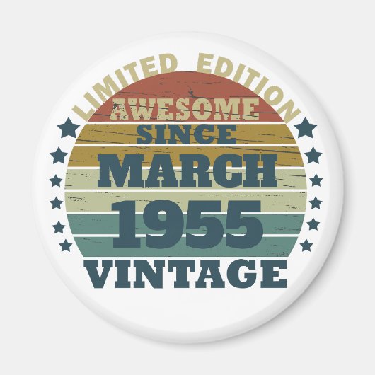 Aimant Idée cadeau d'anniversaire vintage personnalisé (Devant)