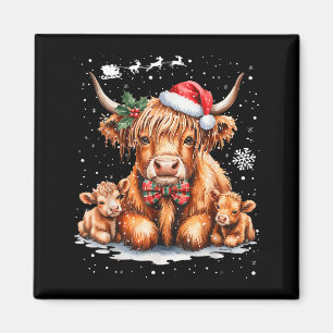 Aimant Idée de tenue de Noël pour femmes Highland Cow Xma