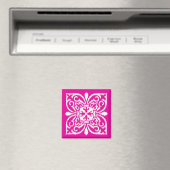 Aimant Ikat damask motif - rose profond et blanc (In Situ (Lave-vaisselle))