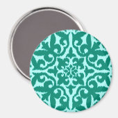 Aimant Ikat damask pattern - Turquoise et Aqua (Recto/Verso)