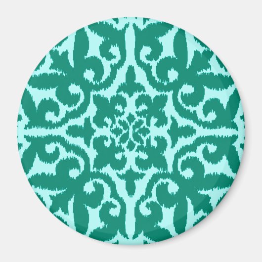 Aimant Ikat damask pattern - Turquoise et Aqua (Devant)