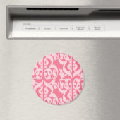 Aimant Ikat Moorish Damask - nuances de corail rose (In Situ (Lave-vaisselle))
