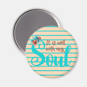 Aimant Il Est Bien Avec Mon Âme Turquoise Et Flore Peach (Recto/Verso)